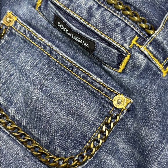 Women's Blue Jeans with Chain Detail - Picture 2 of 7
